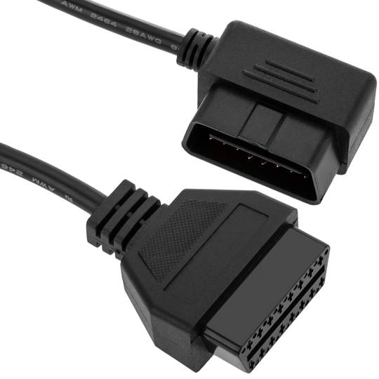 OBD2 16 broches mâle 90º à câble d'extension femelle