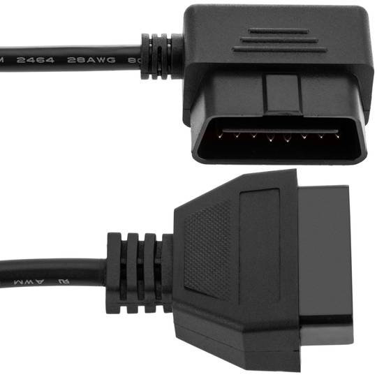 OBD2 16 broches mâle 90º à câble d'extension femelle