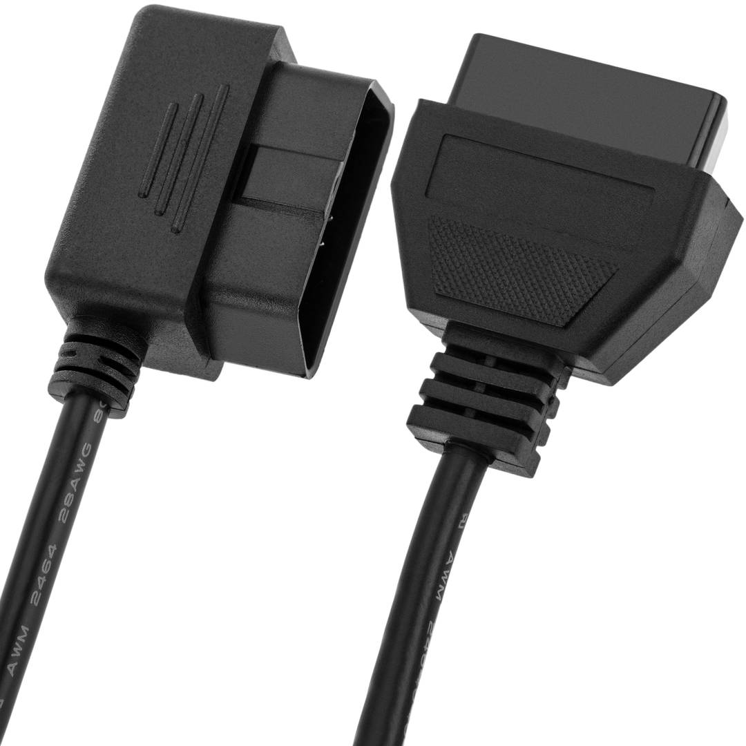 OBD2 16 broches mâle 90º à câble d'extension femelle