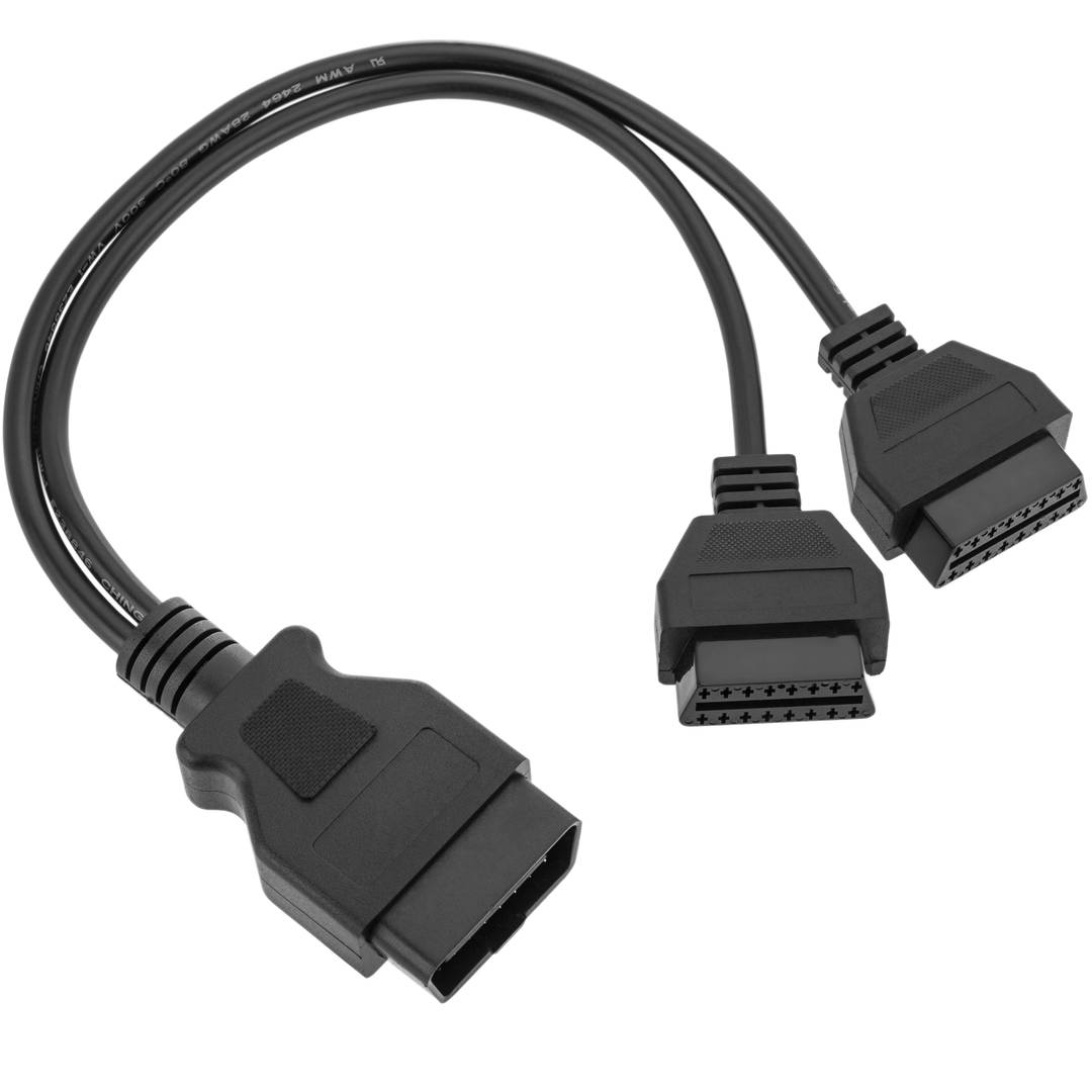 OBD2 16 pin male to dual female splitter cable 42 cm