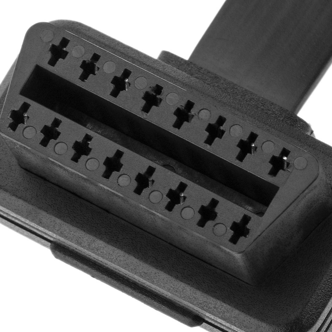 Cable extensor OBD2 plano 16 pin macho a hembra de 90º y 50 cm