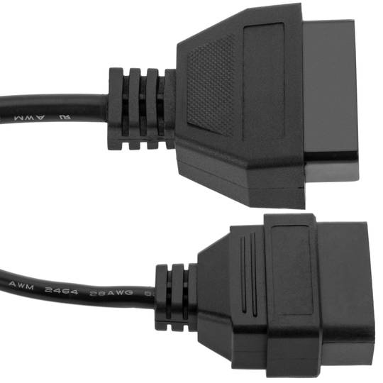 Cabo de extensão OBD2 16 pinos macho para fêmea 21 cm pinagem completa