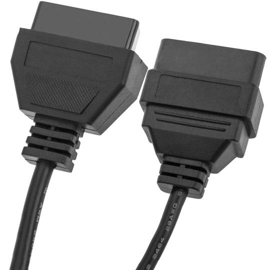 Cabo de extensão OBD2 16 pinos macho para fêmea 21 cm pinagem completa