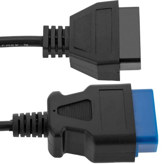 Cable extensor OBD2 16 pin mascle blau a femella de 450 mm