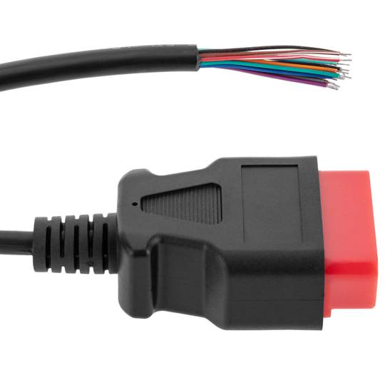 Abra o cabo de diagnóstico OBD2 16 pinos macho vermelho