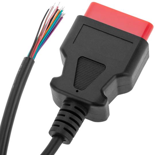 Abra o cabo de diagnóstico OBD2 16 pinos macho vermelho