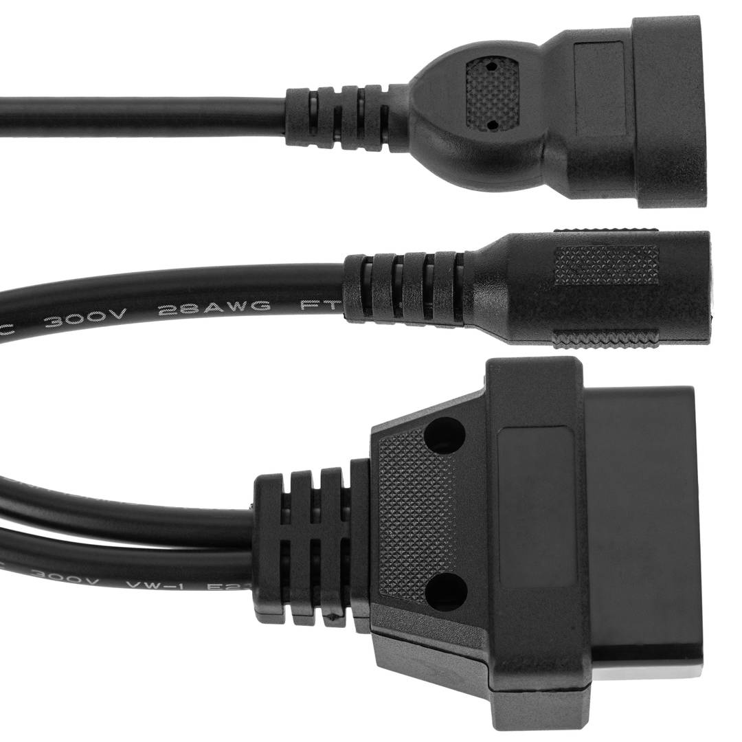 Cabo de diagnóstico OBD2 3 pinos macho e conector fêmea DC compatível com veículos Fiat 25 cm