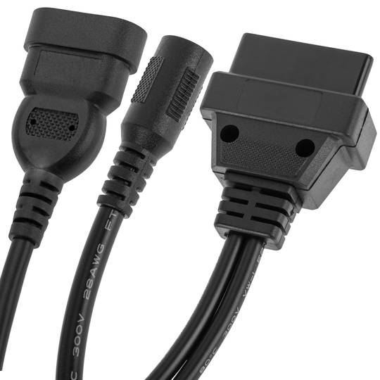 Cabo de diagnóstico OBD2 3 pinos macho e conector fêmea DC compatível com veículos Fiat 25 cm