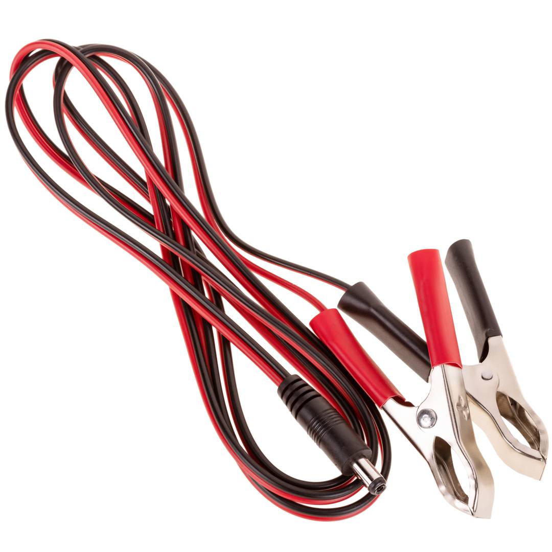 Crocodile clips to male jack cable for female DC cable power