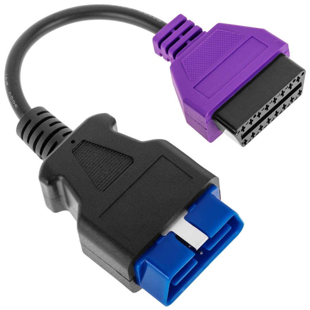 Câble de diagnostic mâle OBD2 bleu 16 broches compatible avec le logiciel de numérisation Fiat ECU