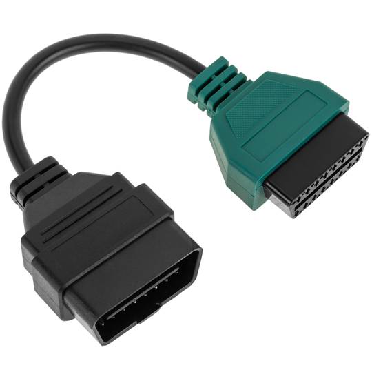 Cable de diagnóstico OBD2 verde 16 pin macho compatible con software Fiat ECU Scan de 228 mm