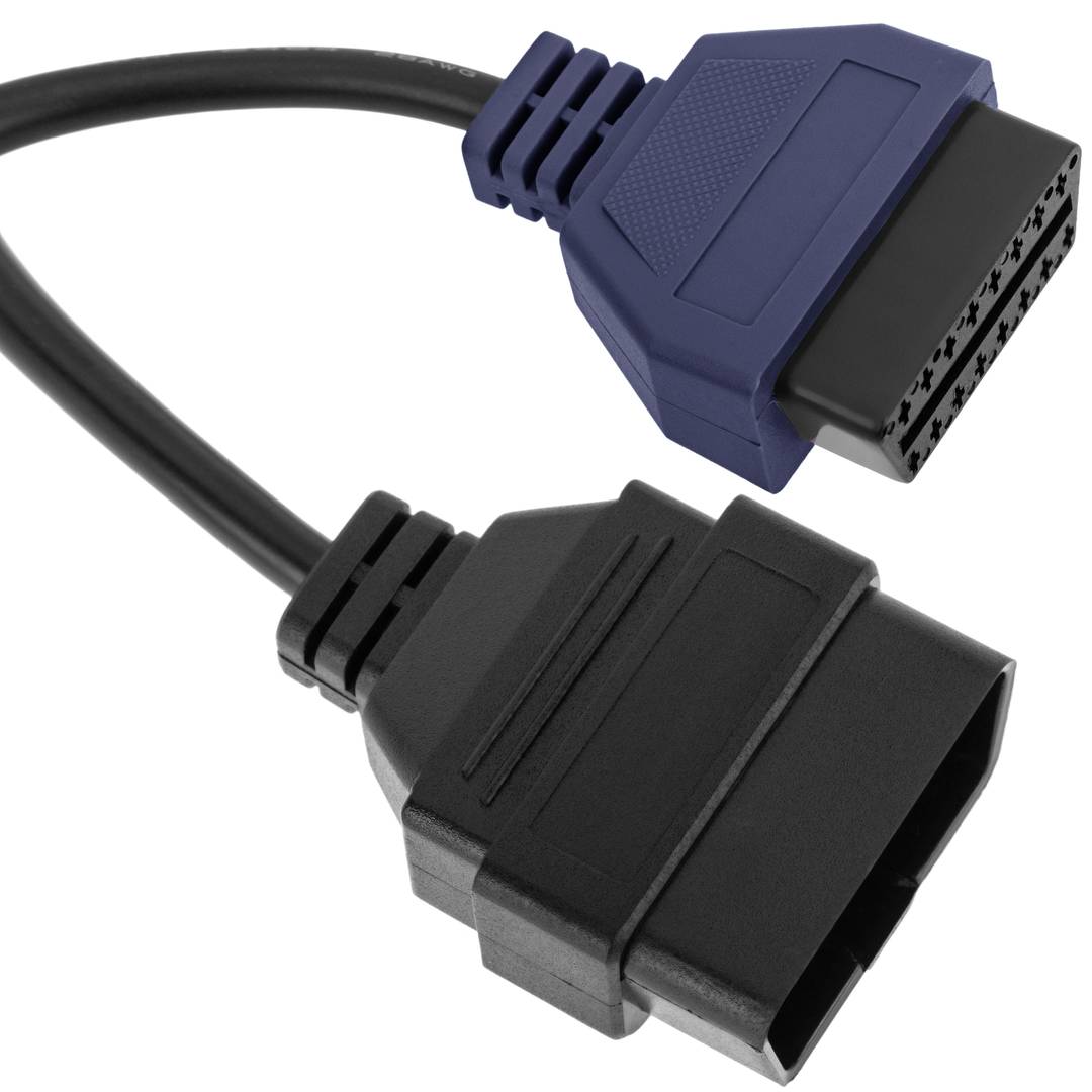 Cable de diagnóstico OBD2 azul 16 pin macho compatible con software Fiat ECU Scan de 205 mm