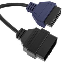 Câble de diagnostic mâle OBD2 bleu 16 broches compatible avec le logiciel de numérisation Fiat ECU 205 mm