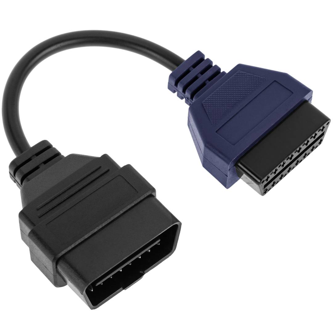 Cable de diagnóstico OBD2 azul 16 pin macho compatible con software Fiat ECU Scan de 205 mm