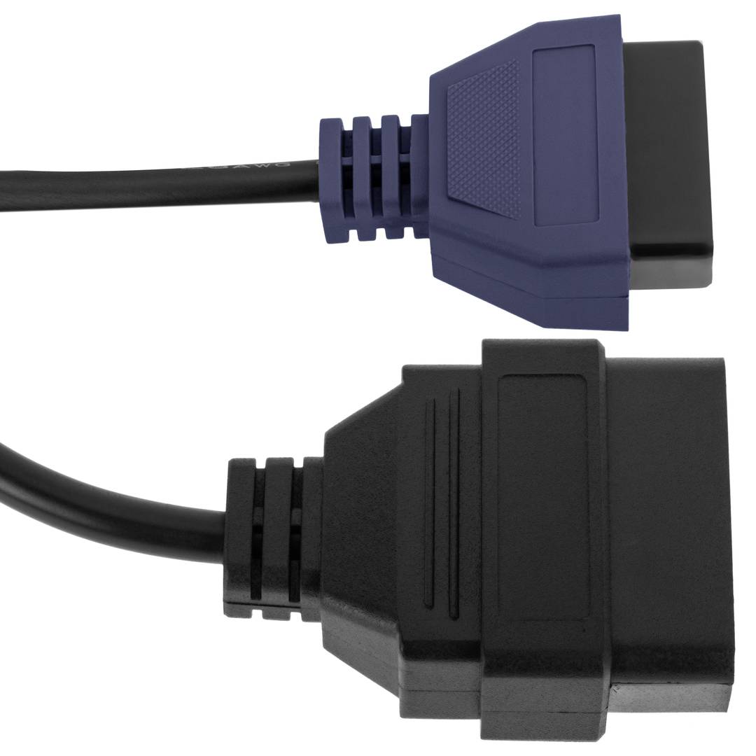 Cable de diagnóstico OBD2 azul 16 pin macho compatible con software Fiat ECU Scan de 205 mm