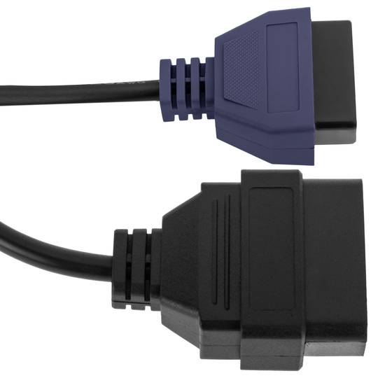 Cable de diagnóstico OBD2 azul 16 pin macho compatible con software Fiat ECU Scan de 205 mm