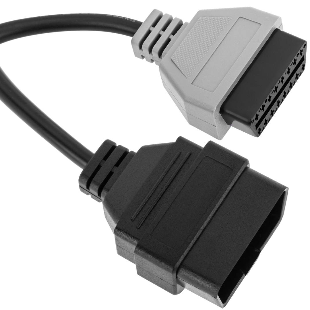 Câble de diagnostic mâle OBD2 gris 16 broches compatible avec le logiciel de numérisation Fiat ECU 223 mm