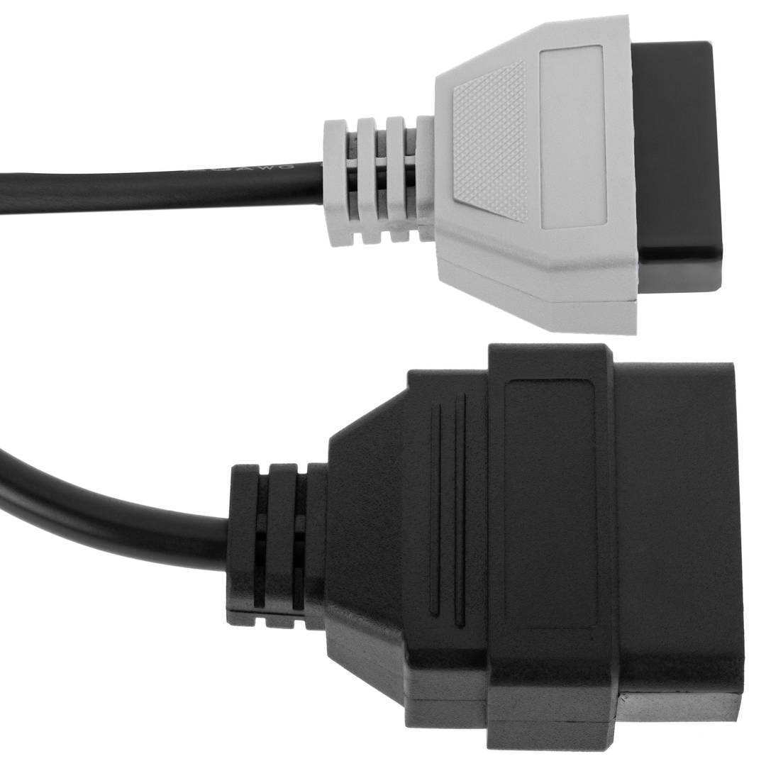 Câble de diagnostic mâle OBD2 gris 16 broches compatible avec le logiciel de numérisation Fiat ECU 223 mm