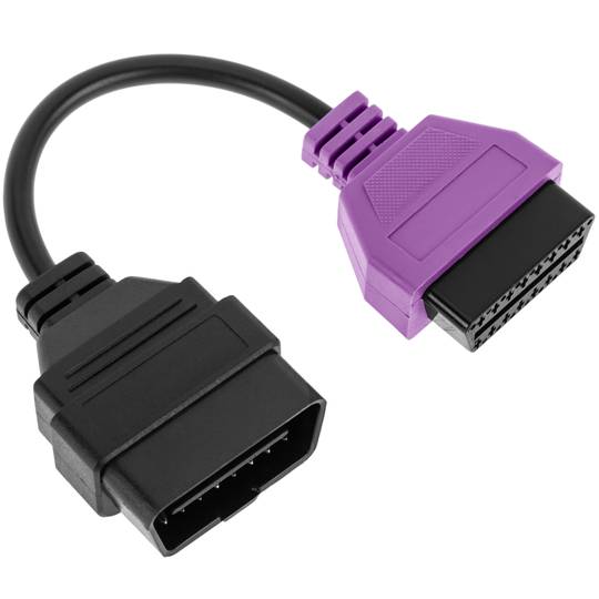 Câble de diagnostic OBD2 violet 16 broches mâle compatible avec le logiciel Fiat ECU Scan 208 mm