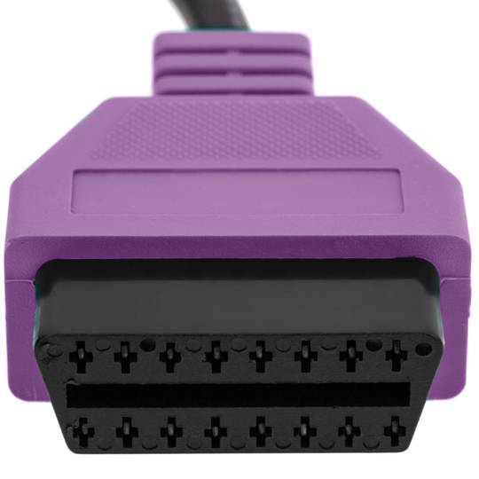 Câble de diagnostic OBD2 violet 16 broches mâle compatible avec le logiciel Fiat ECU Scan 208 mm