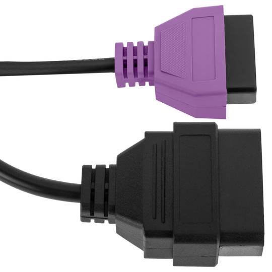 Câble de diagnostic OBD2 violet 16 broches mâle compatible avec le logiciel Fiat ECU Scan 208 mm