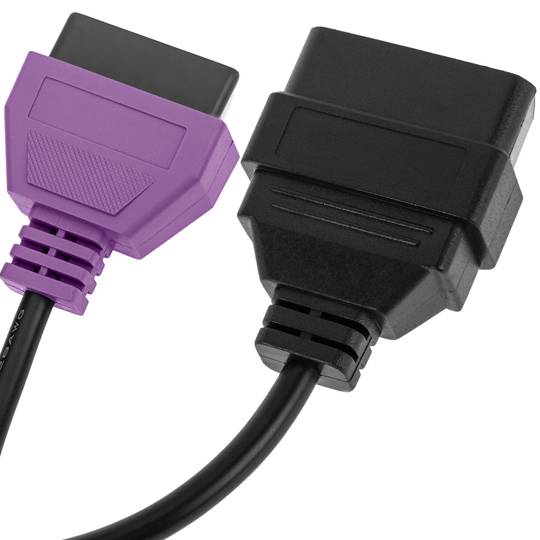 Câble de diagnostic OBD2 violet 16 broches mâle compatible avec le logiciel Fiat ECU Scan 208 mm