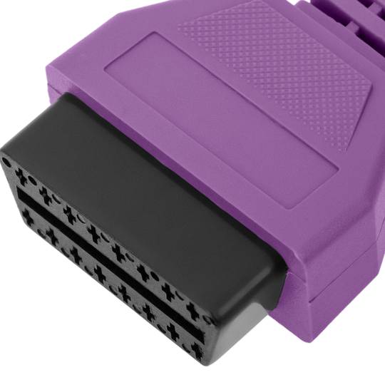 Câble de diagnostic OBD2 violet 16 broches mâle compatible avec le logiciel Fiat ECU Scan 208 mm