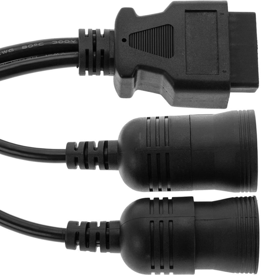 OBD2 diagnostic cable double female 9 and 6 pin compatible with trucks 60cm