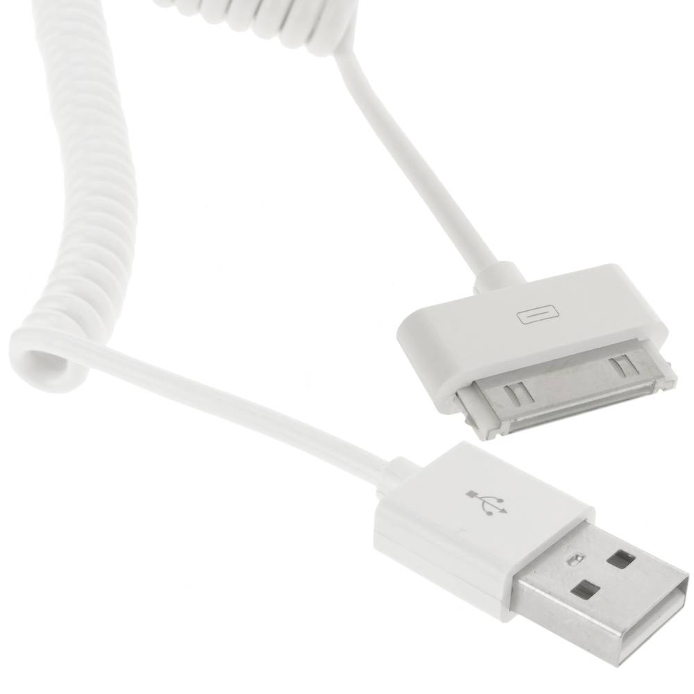 Sync e cabo de carga para iPhone iPod e iPad 30pin USB 1m encaracolado