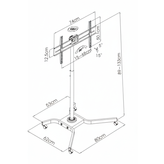 Suport de peu amb rodes per pantalla de 32