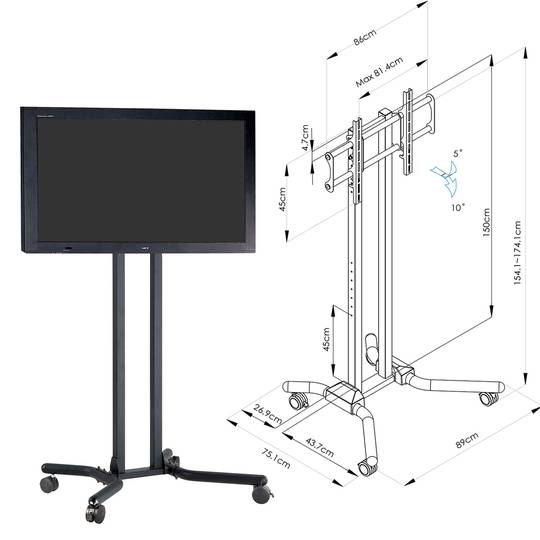 Suport de peu amb rodes per pantalla de 32
