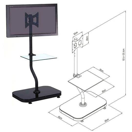 Supporto stand con scaffale allo schermo 17