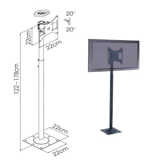 Meuble TV type mât pour écran 17