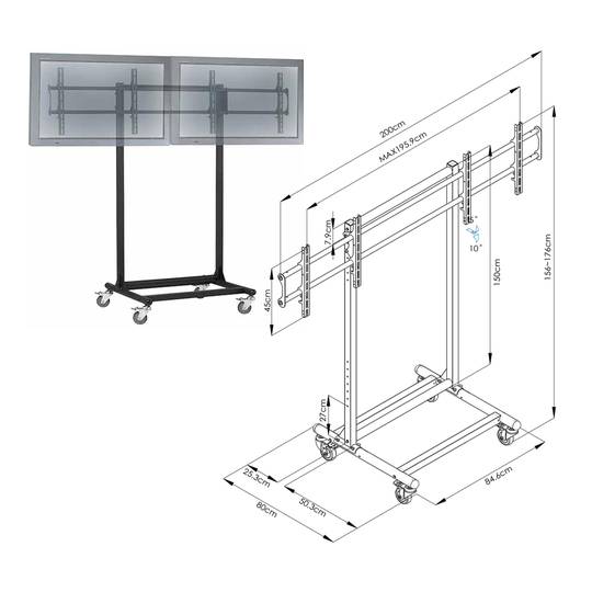 Porta TV per 2 schermi orizzontalmente 32