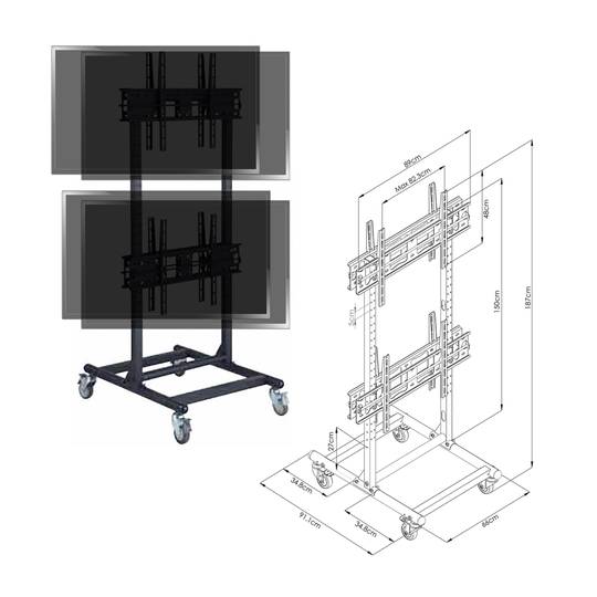 TV-standaard voor 2x2 verticale schermen 32