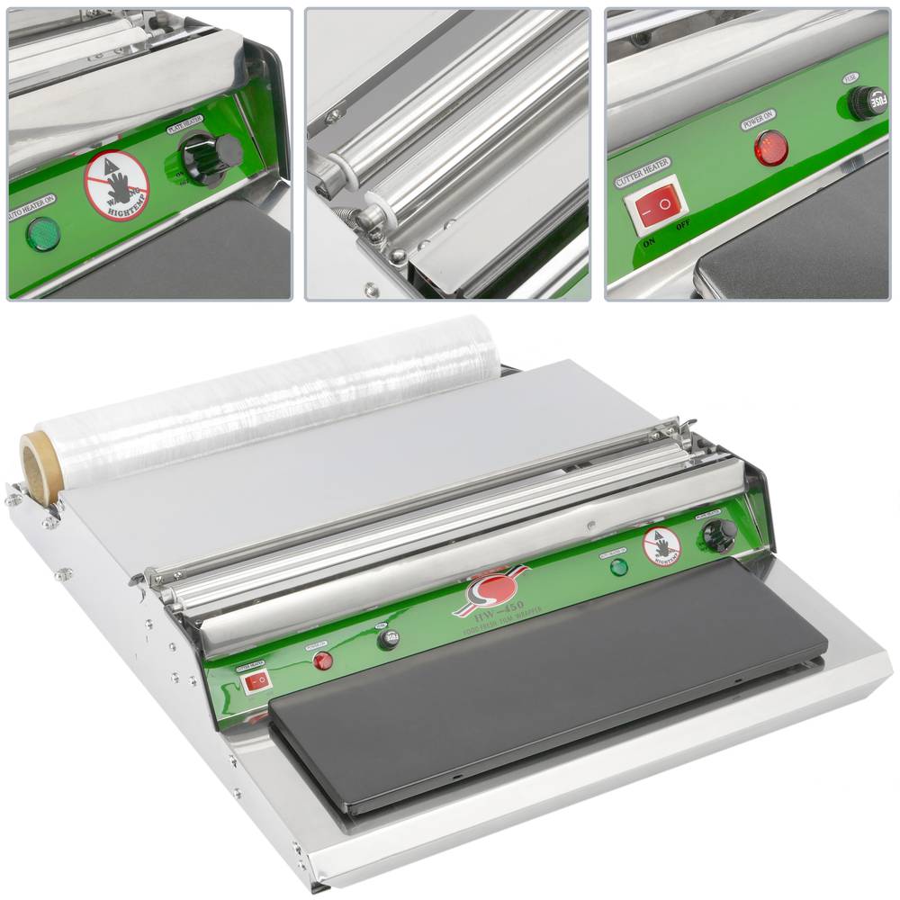 Máquina de envasado de comida con superficie térmica para bobina de film de plástico de 450 mm