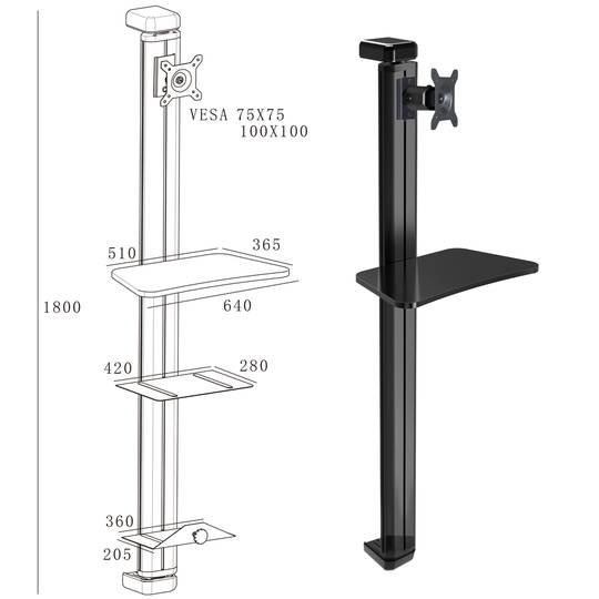 Suport de paret per ordinador pantalla teclat i ratolí