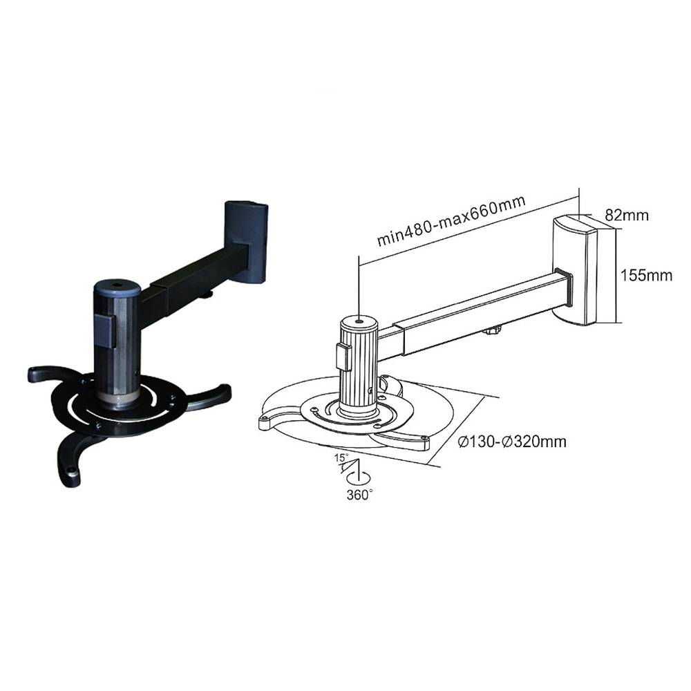 Projector wall mount arm round 48 cm to 66 cm