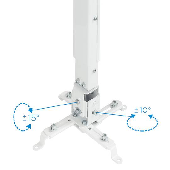 Plafond ou support mural pour projecteur mât 30 cm à 55 cm blanc