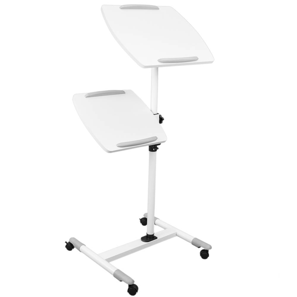 Wózek do projektora i laptopa. Biały stojak na kółkach