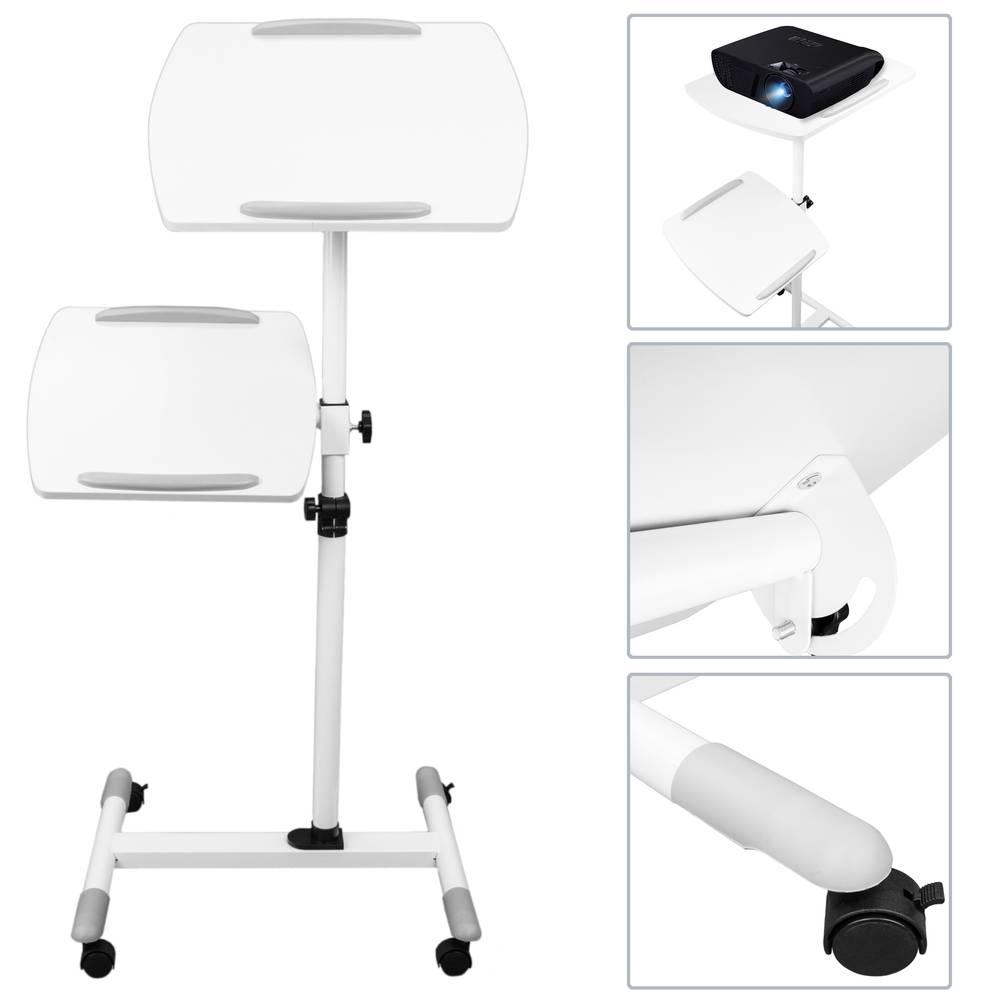 Wózek do projektora i laptopa. Biały stojak na kółkach