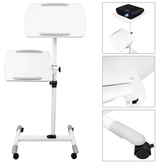 Wózek do projektora i laptopa. Biały stojak na kółkach