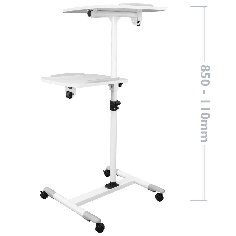Wózek do projektora i laptopa. Biały stojak na kółkach