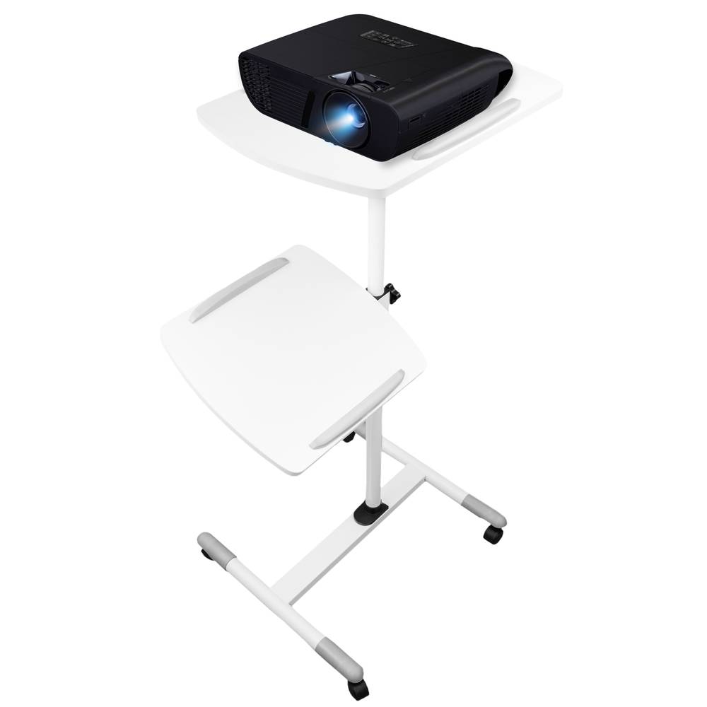Wózek do projektora i laptopa. Biały stojak na kółkach
