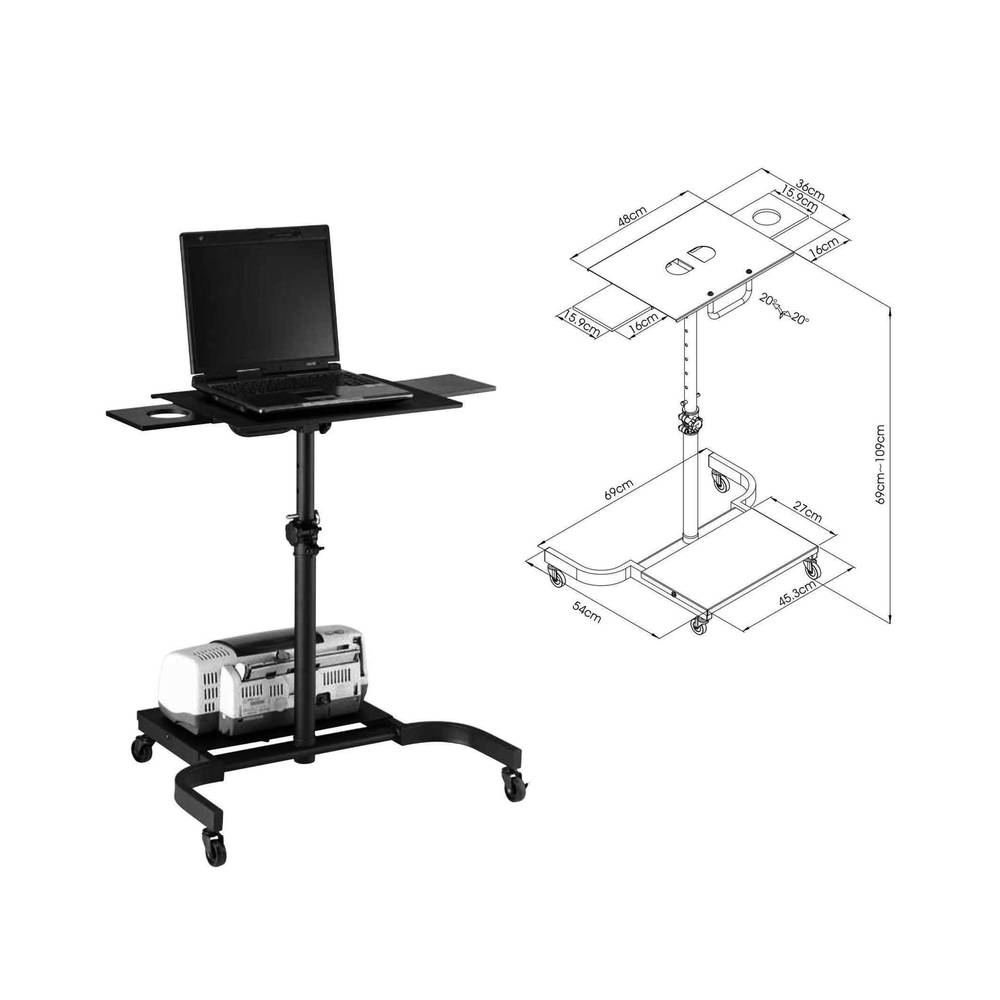 Hulpkar voor configureerbare notebookprojector met wielen