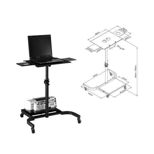 Hulpkar voor configureerbare notebookprojector met wielen