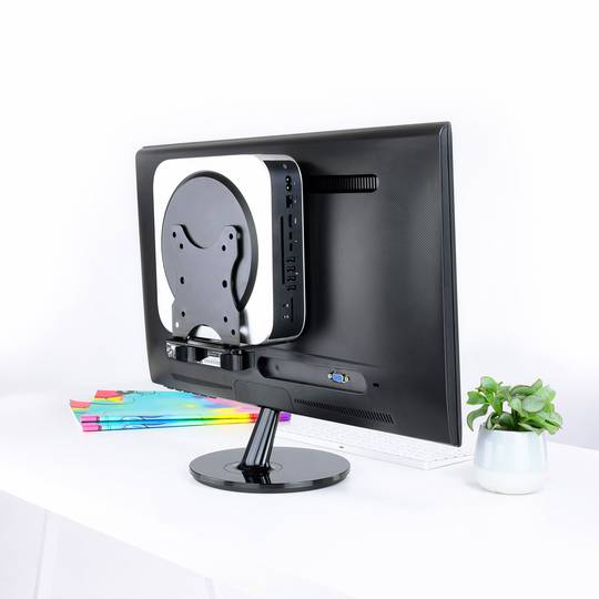 Suporte de caixa de computador compacto mini para fixação de parede de mastro e VESA