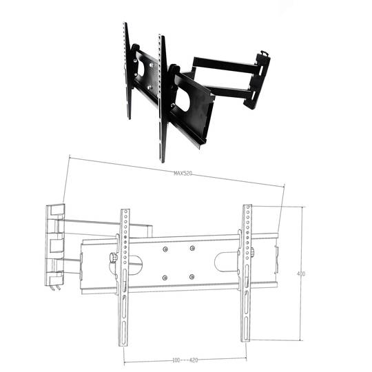 37 flat screen TV bracket with adjustable boom