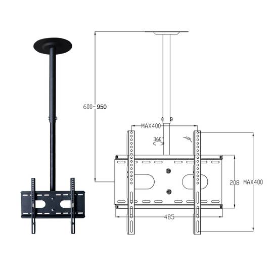 Suport de sostre per pantalla de TV de 660x400mm mod.MC5601