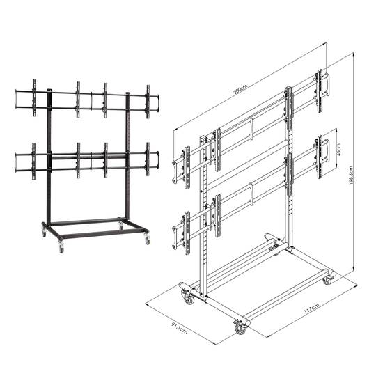 TV 2x2 Suporte para telas de 60